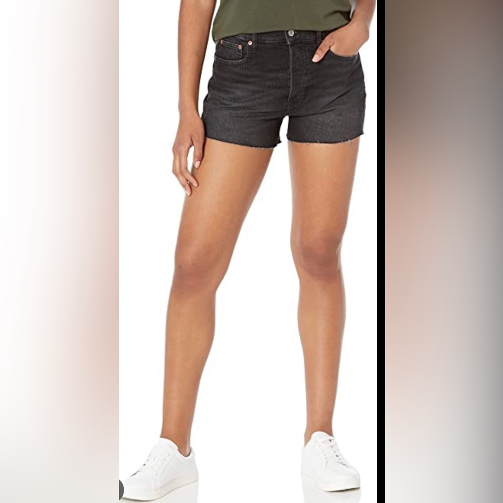 Lucky Brand High Rise Relaxed Womens Black Denim Cut-Off Shorts 7W14866